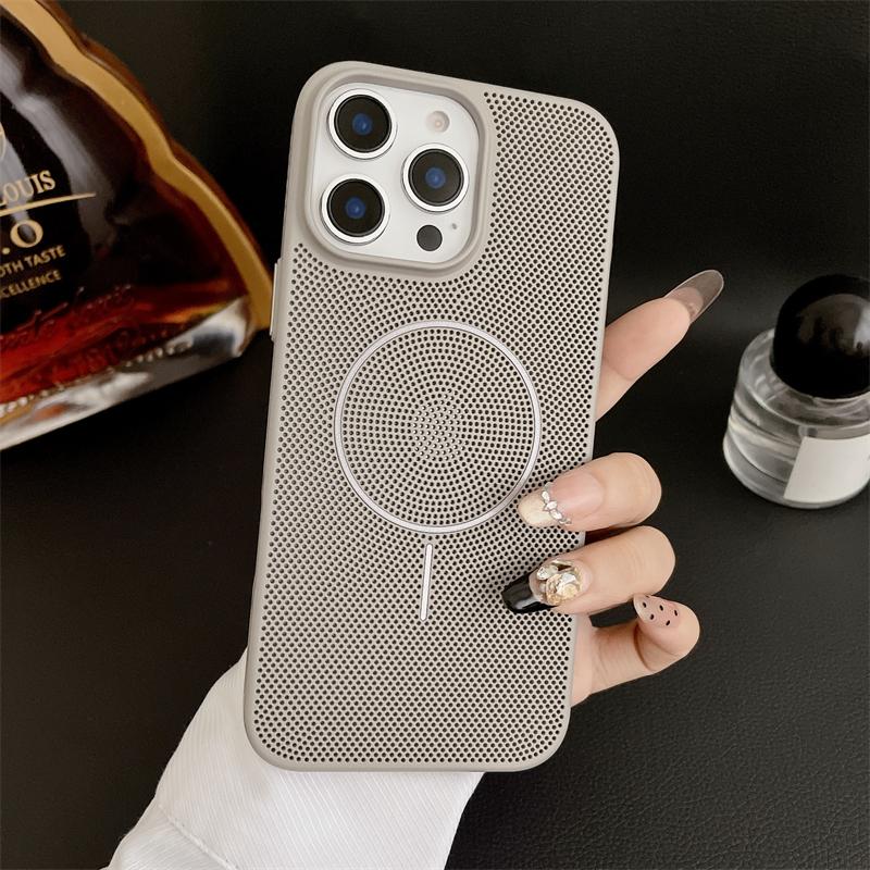 Magnetic Heat Dissipation Mesh For Magsafe Case For iPhone 16 14 15 Plus 13 12 11 Pro Max Cooling Breathable Hard PC Thin Cover