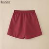 ZANZEA Women Casual Elastic Waist Loose Summer Shorts with Two Pockets