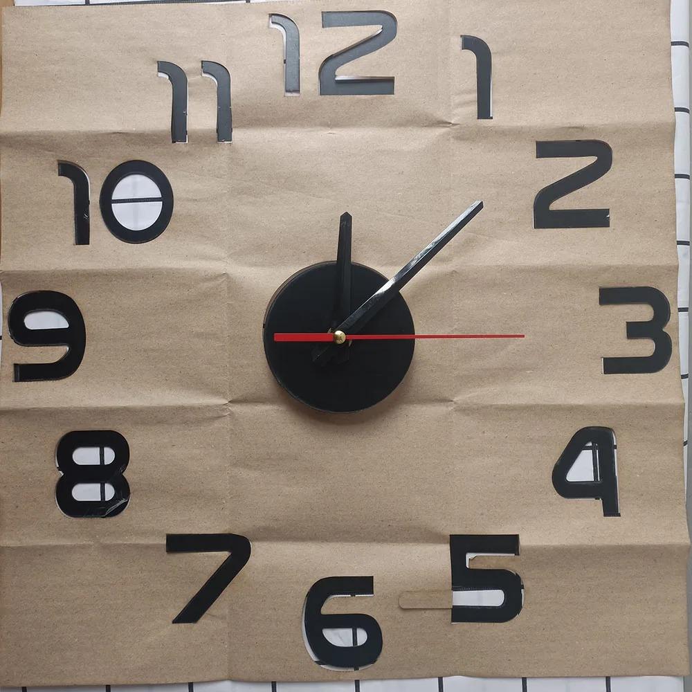 2D Creative Simple Luminous Digital Clock European Style DIY Silent Wall Clock Study Living Room Punch-Free Wall Sticker Clock