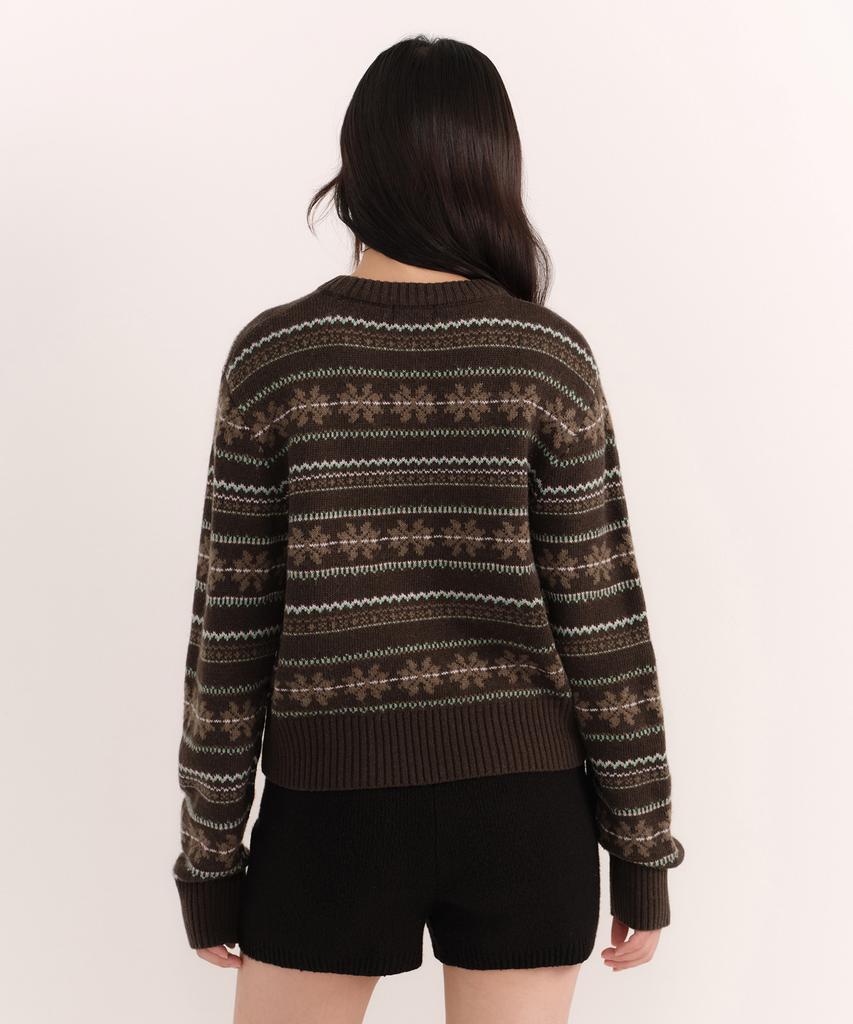 MUSINSA STANDARD WOMAN Women'S Nordic Fair Isle Crew Neck Knit [Brown]