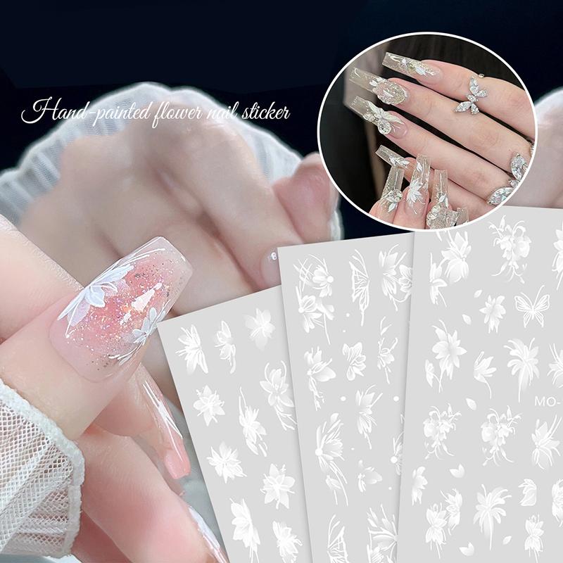Ins Style Hand-Painted Net Red Floral Butterfly Type Nail Sticker Ornament Nail Art Hand-Painted Sticker