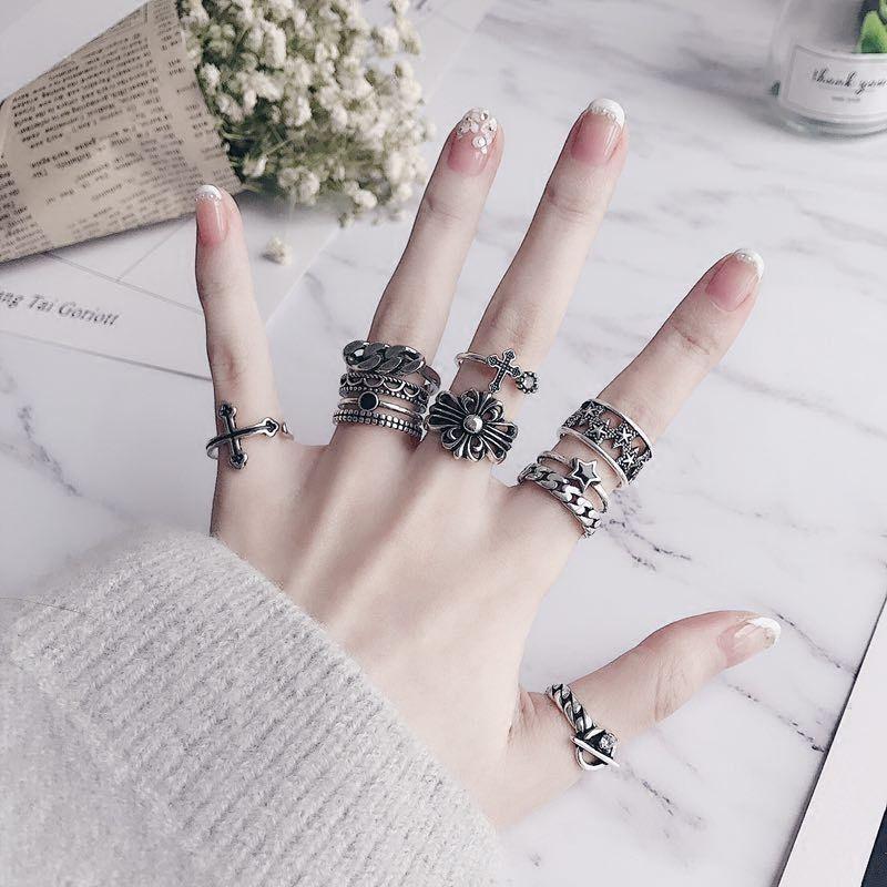 Retro Japanese-Korean Adjustable Cross Ring for Women