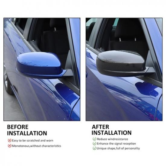 Exterior Side Door Mirror Shell Decor Cover for Dodge Charger 2010+ Carbon Fiber