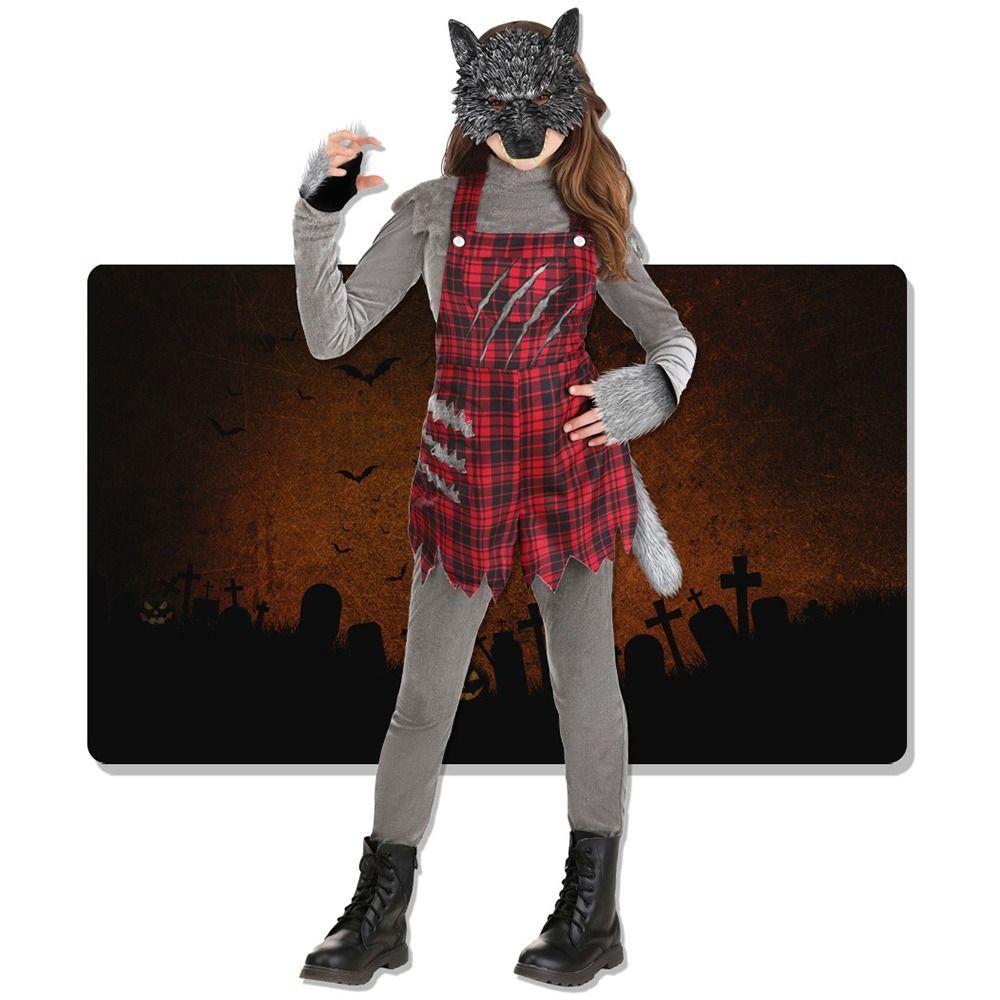 Halloween Cosplay Wolf Mask, Gloves, and Tail Outfit Holiday Party Prom Dressup Accessories