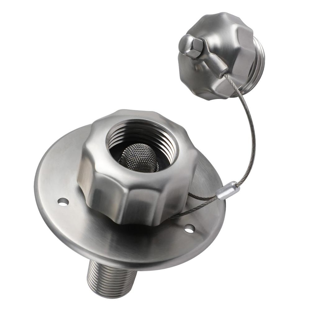 RV City Water Inlet 3/4in GHT Female 1/2in NPT Male 3in Flange RV Water Connection with Check Valve