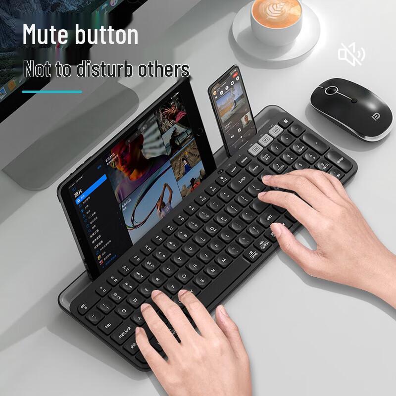 FUDE K912T 105-Key Wireless Tri-Mode Keyboard with Phone/Tablet Stand