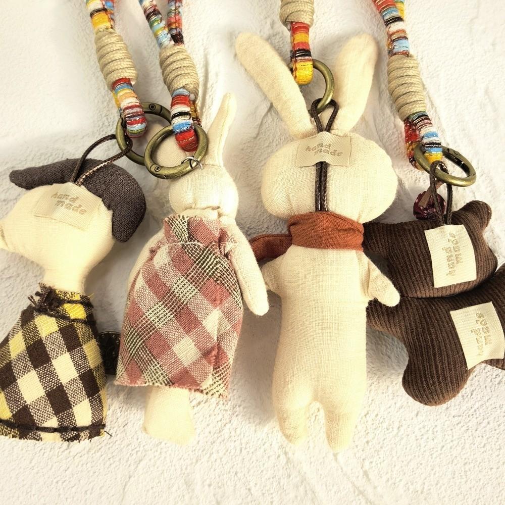 Kitty Handmade Animal Pendant Rabbit Korean Style Keychain Creative Cat Dog Keyring  Backpack Decor