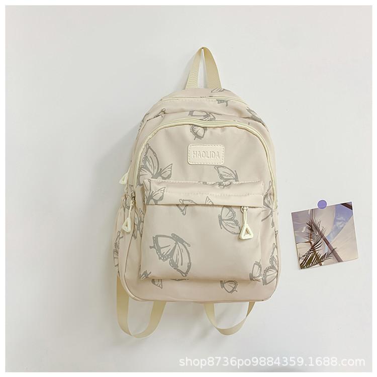 Schoolbag Japanese Ins Wind Butterfly Backpack Female, Junior High School Girls Student Schoolbag Large Capacity Travel Light Backpack