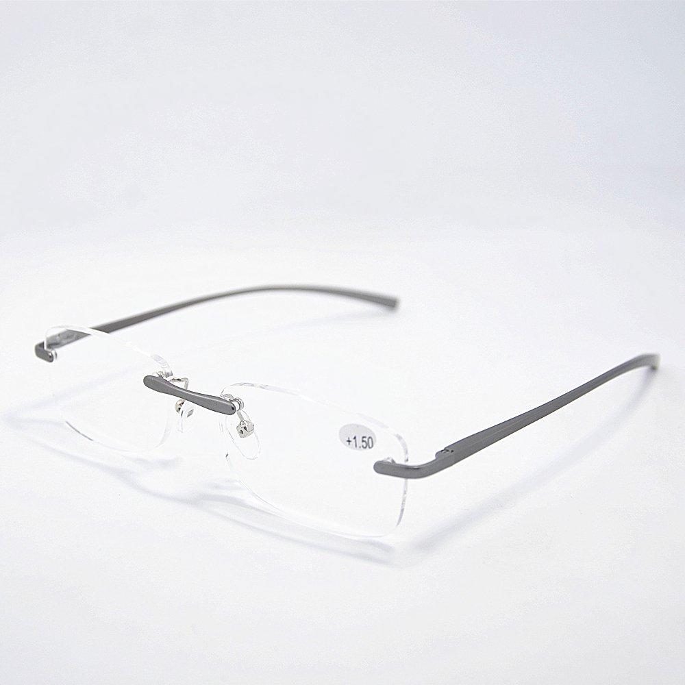 Lightweight Aluminum Frame Rimless Reading Stylish Reading Power Range To Yr6144 [Yellowrock] Glasses, Glasses, "+1.0 +4.0" (Gray, +2.0)