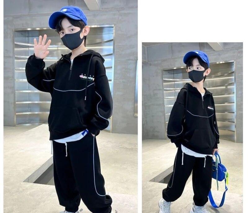 Teenage Boy Clothes Set Children Girlhoodies Sweatshirt Top and Pants Outfit Colorful Star Print 2 Piece Hooded Tracksuit