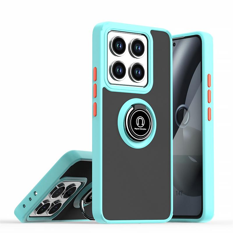 Shockproof Hard PC Translucent Funda For Xiaomi 14T 14TPro Case Car Magnetic Holder Armor Ring Back Cover for Xiaomi14T 14 T Pro