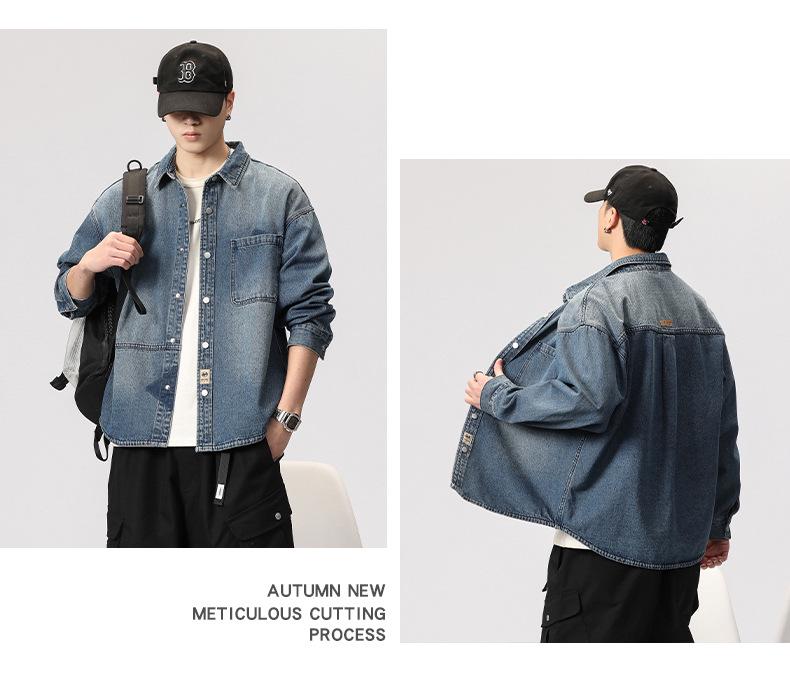 Men's Heavyweight Denim Jacket - Trendy, Handsome Workwear, Loose Fit, Plus Size for Spring & Autumn