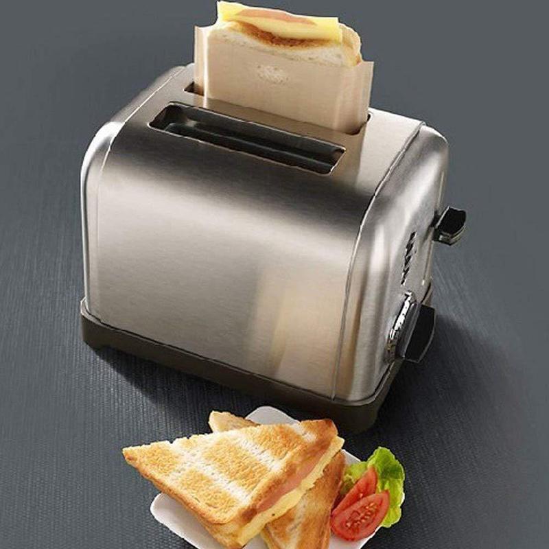 4Pcs Non Stick Reusable Heat-Resistant Toaster Bread Bags Cheese Sandwich Fries Heating Bags Cooking Tools Kitchen Accessories