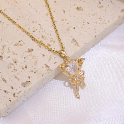 Fashion Bouquet Pendant Necklaces for Women Zirconia Necklace Wedding Party Jewelry Accessories