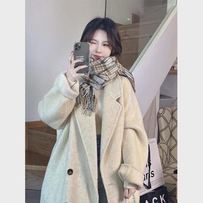 Wollmantel im Hepburn-Stil - Herbst/Winter 2023, Koreanische lockere Passform, Kleine & Mittel-Lange Damengröße