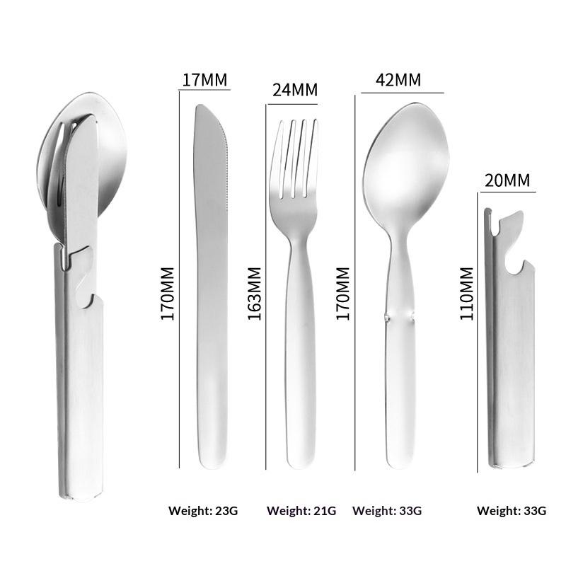 4Pcs/Set Portable Stainless Steel Outdoor Camping Knife Fork Spoon Combo Cutlery Set Dinnerware Camping Cooking Flatware