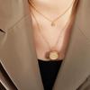 Titanium Steel Gold Plated Double Layer Clavicle Chain with Diamond Pendant and Star Badge