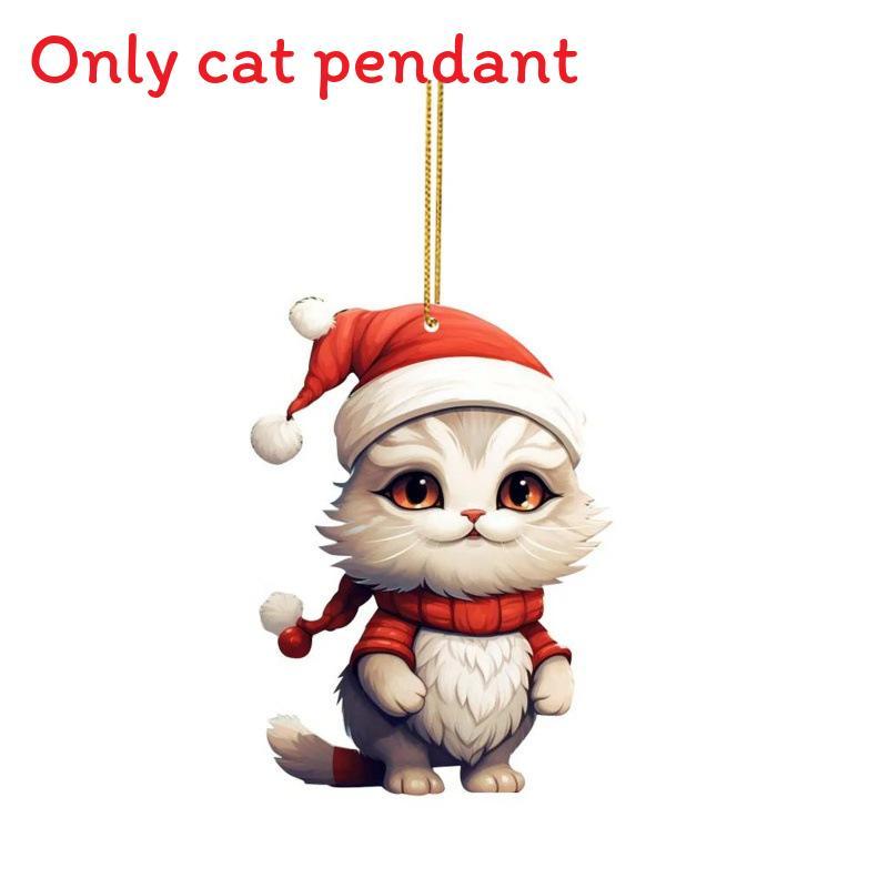 Christmas Cat Car Decor Acrylic Pendant For Holiday Vehicle Decoration