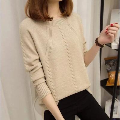 Pull Femme Manches Longues Couleur Unie Tricot Tout-Aller Chemise de Fond
