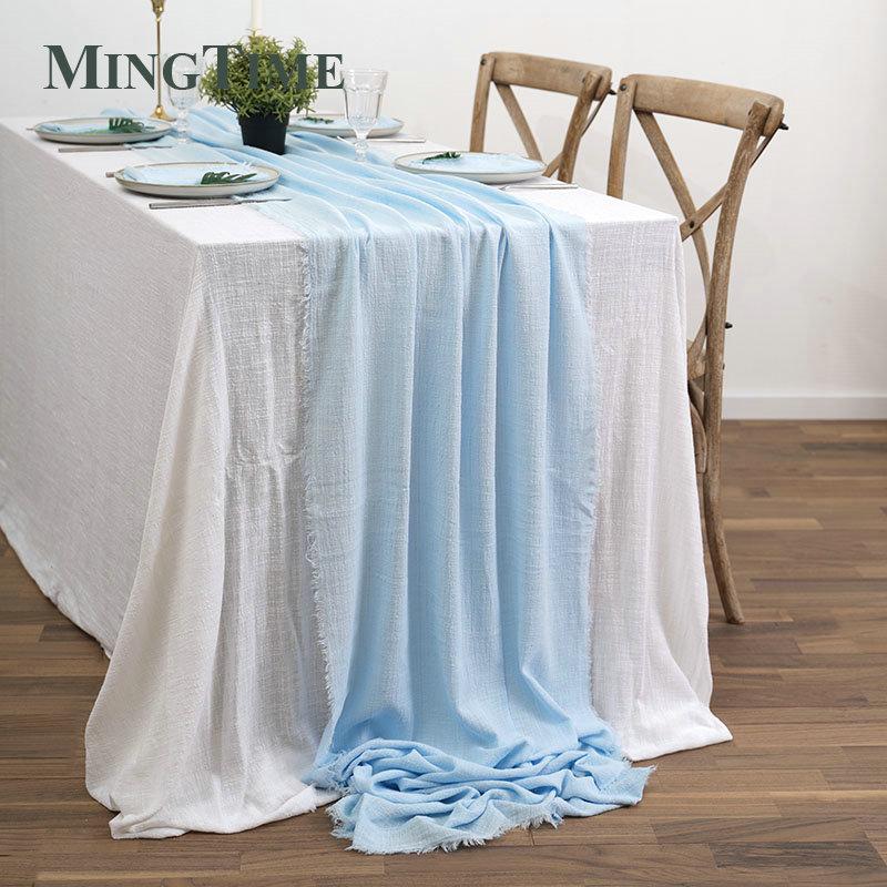 Table Runners Rustic Cotton Gauze Dining Burlap Retro Burr Texture Vintage Wedding Supplies Linen Home Christmas Decorations