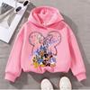 Paris Eiffel Tower Cartoon Print Kids Hoodie Girls Boys Loose Pullover Sweatshirt Children Family Trip Long Sleeve Hooded Top