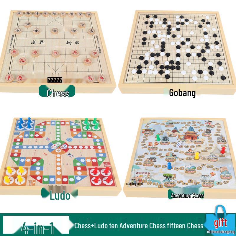 Magnetic 5-in-1 Game Board: Go, Five-in-a-Row, Flying Chess, Checkers, Chinese Chess - Educational Fun for Kids