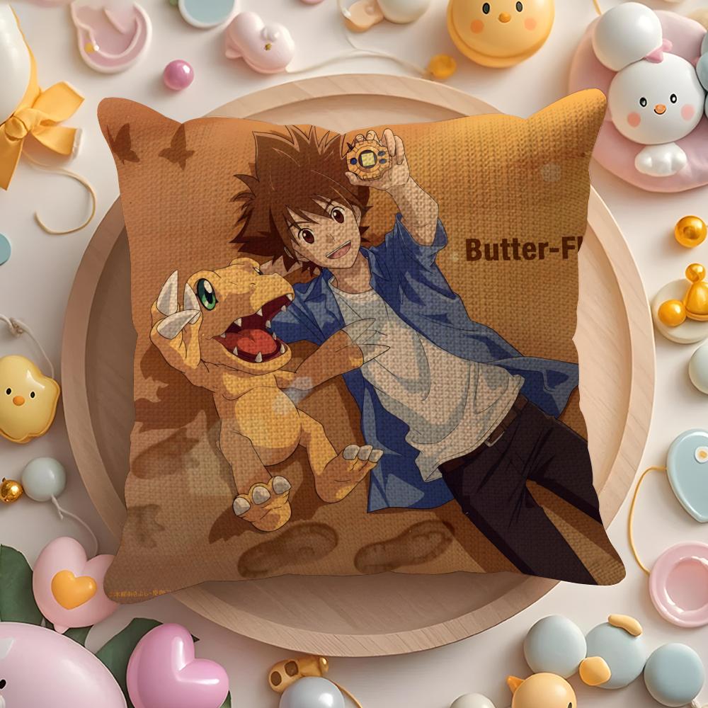 Cartoon D-Digimon Anime Pillow Case Pattern Printed Pillowcase for Living Room Sofa Cushion Cover & Bedroom Decor