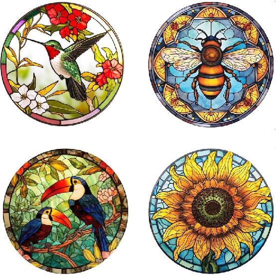 4 Sheets Large Size Hummingbird Window Clings Anti-Collision Window Clings Decals To Prevent Bird Strikes On Window Glass Non Adhesive Vinyl Cling