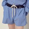 [mardimercredi] Cotton Shorts Stripe Contrast Waistband_Blue