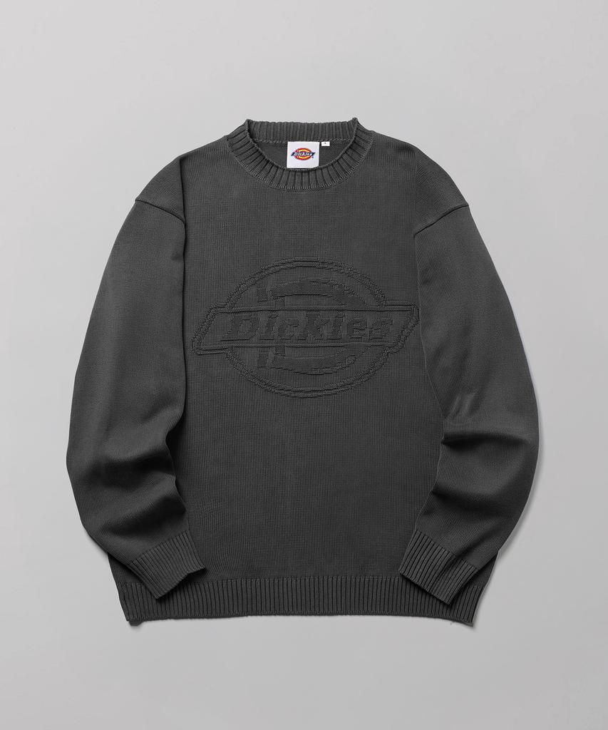 DICKIES Washed Embossed Logo Knit Charcoal