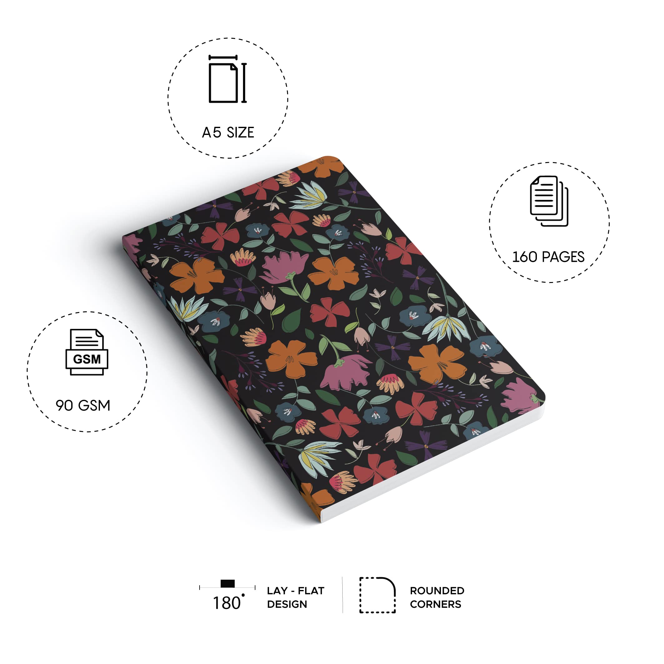 Factor Notes A5 Notebook: Ruled | 90 Gsm | 160 Pages (Floressence) a5