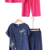 Senior Women's Cotton Linen Pajama Set: Short-Sleeved, Two-Piece Summer Outfit for Moms and Grandmas