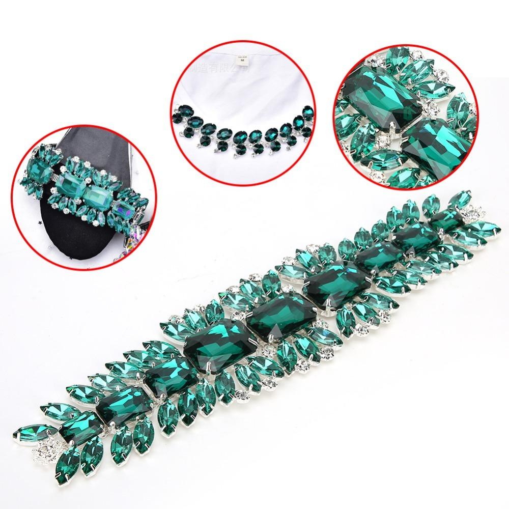 2pcs Sparkly Applique Crystal Rhinestone Chain Close Chain Sparkly Rhinestone Applique Clothing DIY