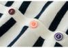 Women's Black & White Striped Single-Breasted Retro Knit Cardigan Sweater