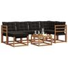 Outdoor Sofa Set with Cushions 7 Pcs Natural and Black
