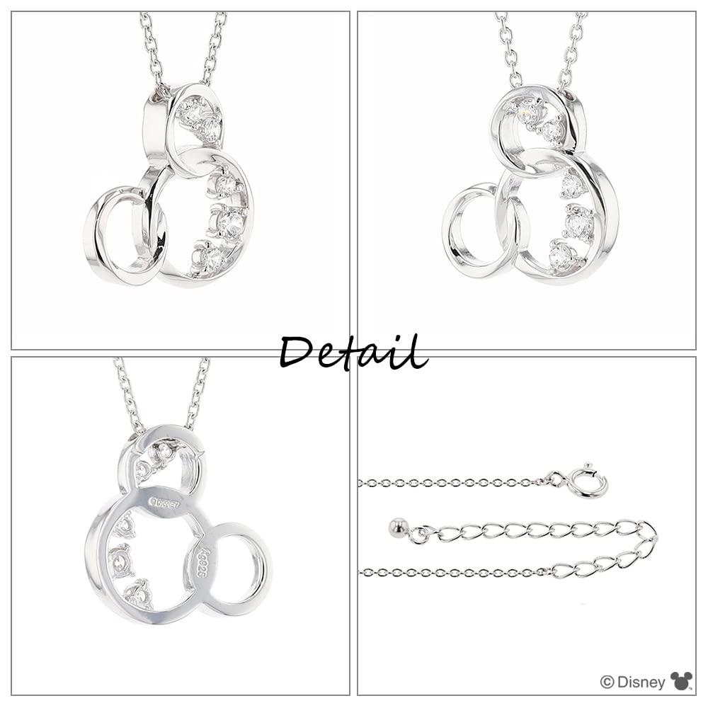 Disney Mickey Mouse Pendant Three Silver with Cubic Gift for Christmas Necklace, Circles, Zirconia, (VPCDS20098)