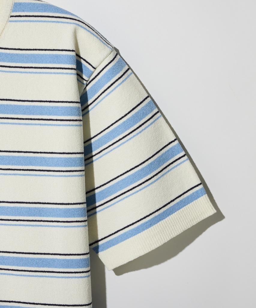 STCO Diems Cool Touch Striped Short Sleeve Knit_White (Classic Fit)_Dktxb21Ctw
