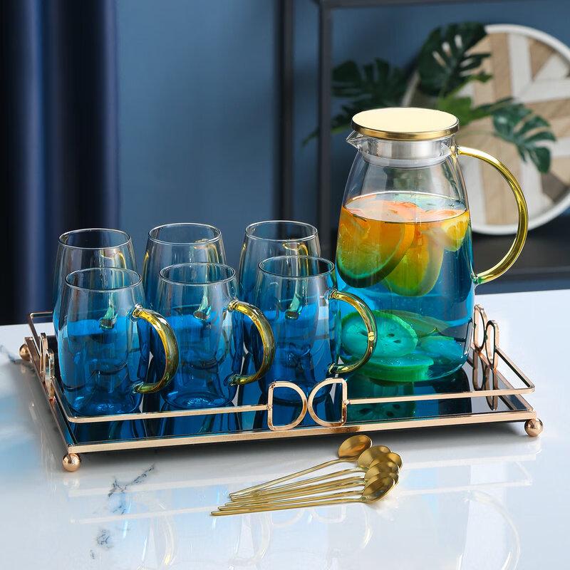 Nordic Glass Tea Set with Mirror Tray