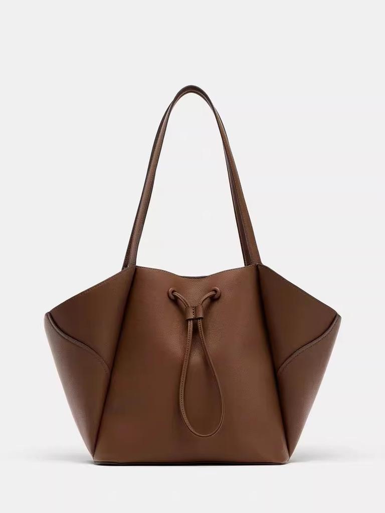 Women Casual Tote Handbag Large Capacity PU Leather Simple Tote Purse Solid Color Slouchy Tote Bag Female Shopping Bag