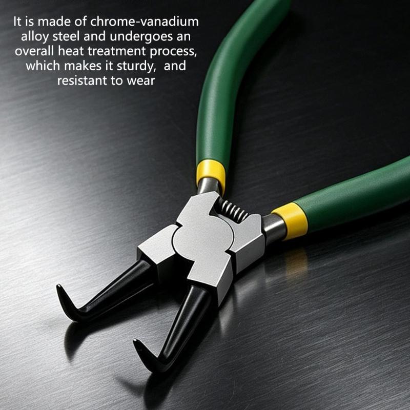 7inch Carbon Steel Circlip Pliers for Equipment Service with Coated Grip and Internal External Operation for Maintenance