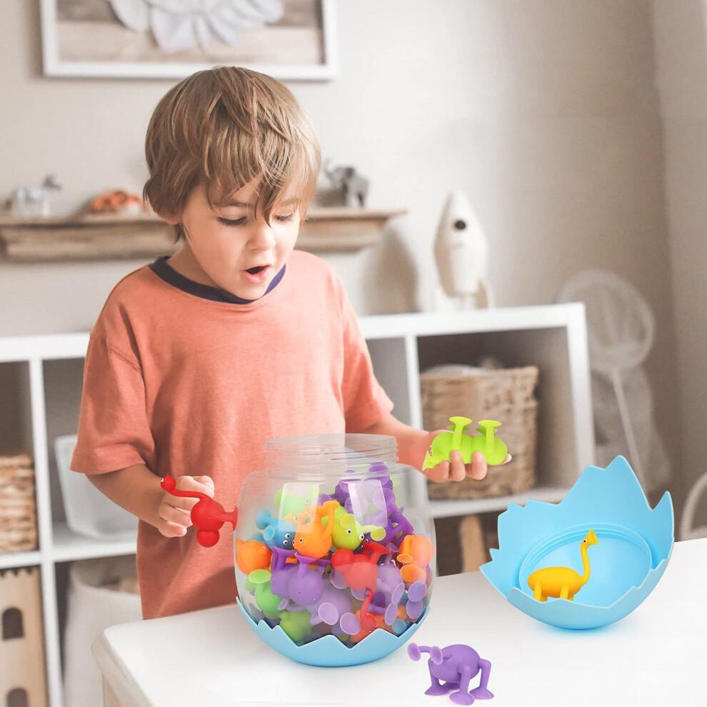 Brightly Colored Travel Bath Toys, Safe Suction Toys For 3 Years And Up, Dishwasher Safe Montessori Sensory Toys, Stress Relief Suction Bath Toys