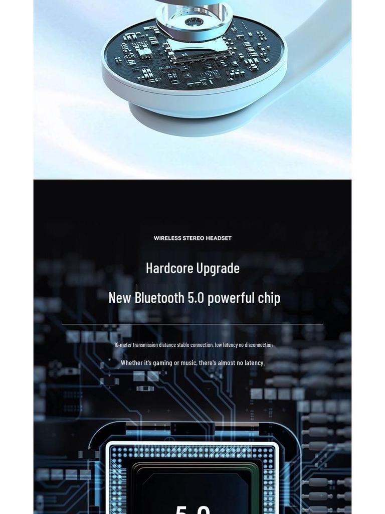 B39 Over-Ear Bluetooth Headphones with Cool Light Effects, Card Slot, and Enhanced Sound Quality for Men, Women & Students