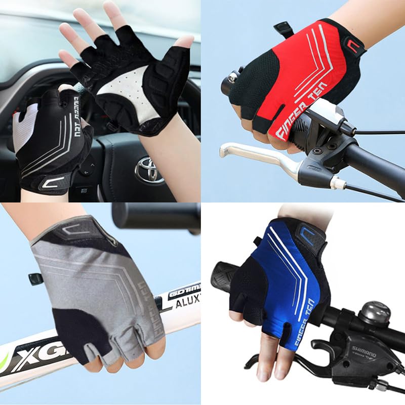 Cycling Gloves for Cycling and Road 3D and Perfect for Summer Men's Half-Finger Bikes, Padded, Shock-Absorbing, Abrasion-Resistant, Stretchy,