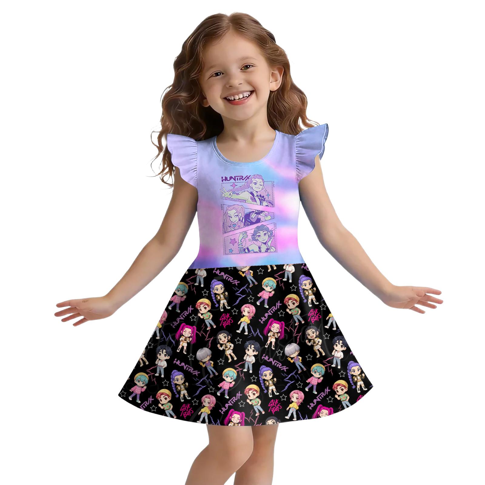 

Children s Sleeveless U-neck Summer A-line Floral Casual Holiday Dress 110 чёрный