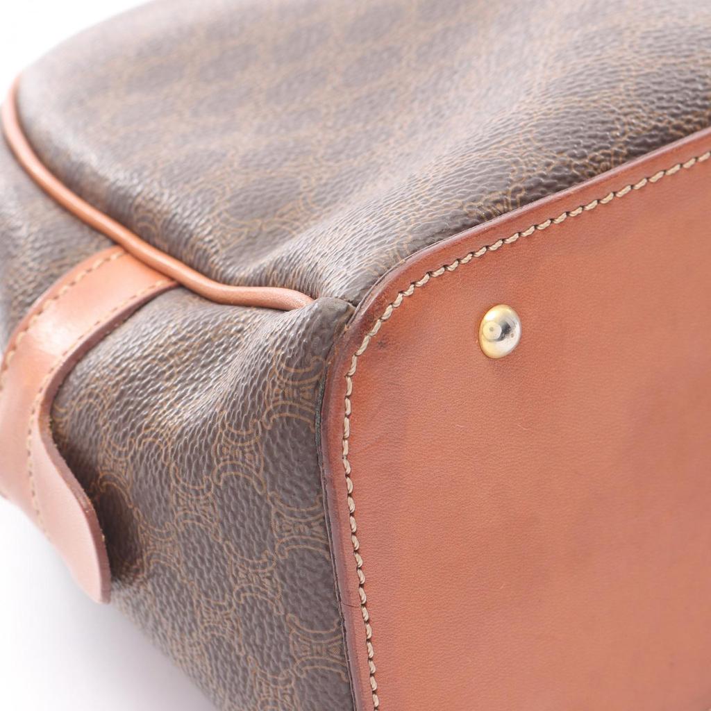 Used CELINE Macadam Handbag PVC Coated Canvas Leather Brown Used Women