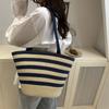 Seaside Vacation Striped Beach Bag Summer New Fashionable and Beautiful Large Capacity Shoulder Underarm Tote Bag