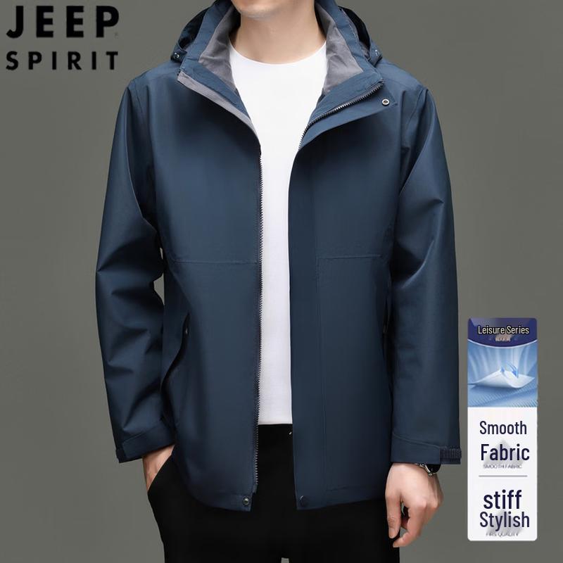 

JEEP SPIRIT Men s Detachable Hood Windproof Jacket 3XL