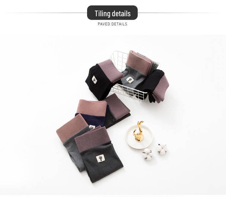 Women's High-Waisted Fleece-Lined Cotton Leggings, Slimming & Warm for Outdoor Wear, Perfect for Autumn & Winter.