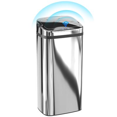 40L Mülleimer mit Sensor für automatisches Öffnen und Schließen, 33x25x70 cm, Silber