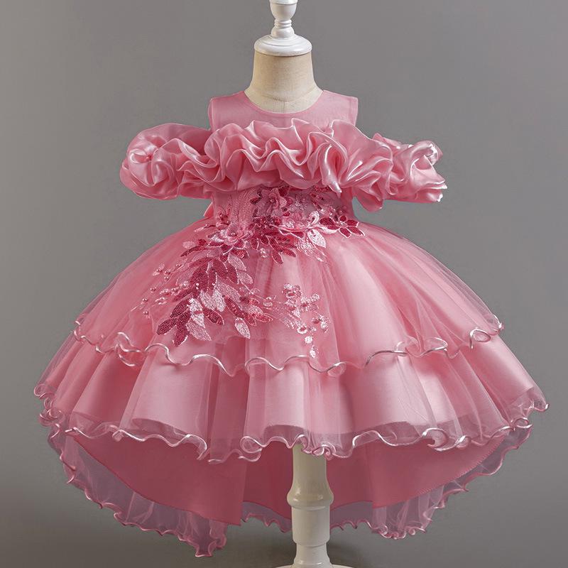 Girls' One-Shoulder Tulle Princess Dress for Weddings, Banquets, and Piano Performances